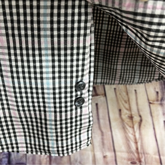 Bar III Black Check Button Front Long Sleeve Shirt - Picture 7 of 10